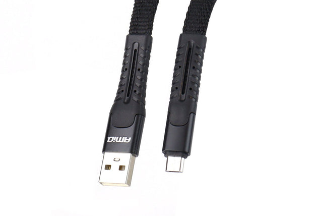 AMiO AMiO USB naar Micro USB Krulsnoer 1.2m – UC - 12 Zwarte Spiraalkabel Oplaadkabel Auto Compact en Flexibel AMiO 2