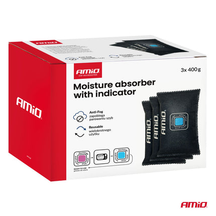 AMiO AMiO Vochtvreter met Indicator 3x400g Auto Ontvochtiger Voordeelset tegen Beslagen Ramen AMiO 10