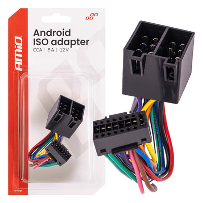 AMiO Android ISO Radioadapter 12V 5A CCA – Universal-Adapterstecker für Autoradios und Multimediasysteme