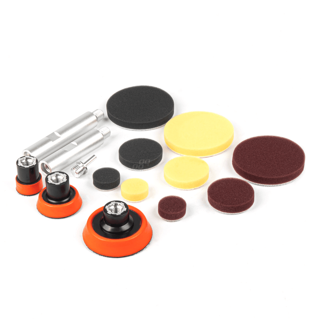 AMiO Auto Polijst Schijven Complete Set (15 stuks) Rood - Geel - Zwart - VCTparts.nl
