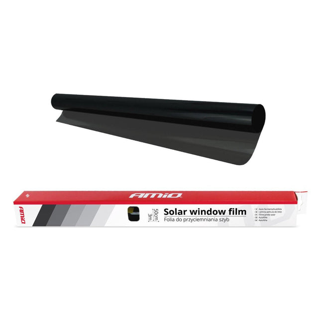 AMiO Auto Raamfolie Tint Vinyl Zwart 50x300cm (5%) - Zwarte Ramenfolie voor Privacy en Zonwering - VCTparts.nl