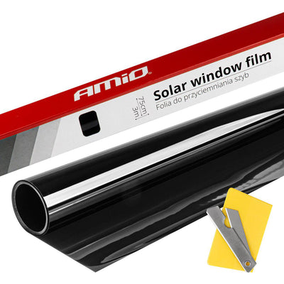 Amio Autor Name Folie Tint Vinyl Black 75x300 cm (15%) Schwarzer Fensterfilm für Sonnenschutz und Privatsphäre mit Werkzeug