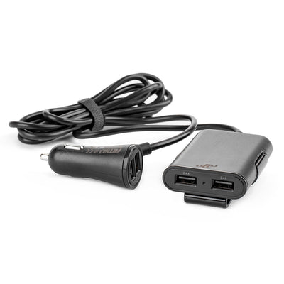 AMiO Kfz-USB-Ladegerät mit Verlängerungskabel und 4 USB-Anschlüssen – Schnellladegerät für Smartphones, praktisch für Vorder- und Rücksitze, ideal für Kinder im Urlaub