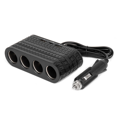 AMiO Kfz-Ladegerät Splitter 4x 12V + 2x USB-A USB-C 120W – Verlängerungskabel 80cm für Auto, Wohnmobil und LKW