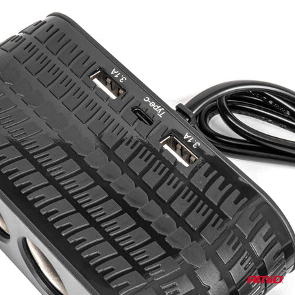 AMiO AMiO Autolader Splitter 4x 12V + 2x USB - A USB - C 120W – Verlengkabel 80cm voor Auto, Camper en Vrachtwagen AMiO 5