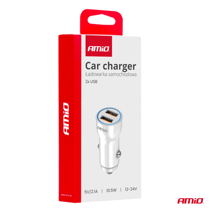 AMiO AMiO Autolader Telefoon 2x USB - A 20W 12/24V Wit AMiO 2