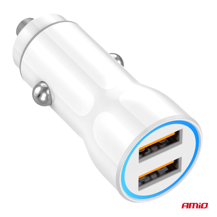 AMiO AMiO Autolader Telefoon 2x USB - A 20W 12/24V Wit AMiO 3
