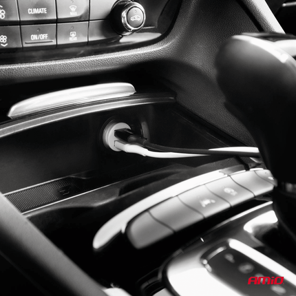 AMiO Autolader Telefoon 2x USB - A 2.1A 12/24V Wit - VCTparts.nl