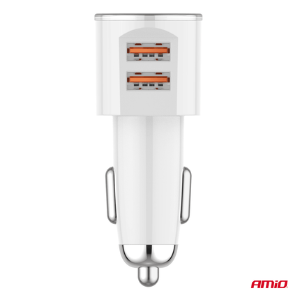 AMiO AMiO Autolader Telefoon 2x USB - A 3.4A 12/24V Wit AMiO 2