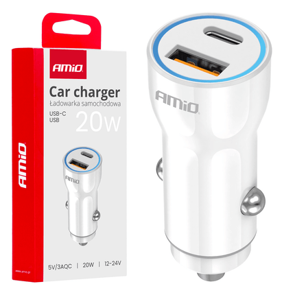 AMiO AMiO Autolader + USB - C naar Lightning Kabel Combideal – Voor Snelladen Onderweg Combideal 6