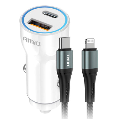 Amio-Car-Ladegerät + USB-C bis Lightning Cable Combideal-Fast Breeding unterwegs