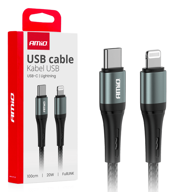 AMiO Autolader + USB - C naar Lightning Kabel Combideal – Voor Snelladen Onderweg - VCTparts.nl