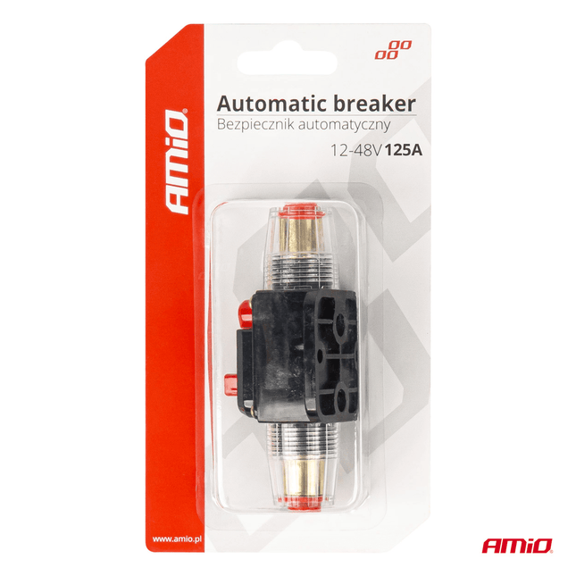 AMiO Automatische Zekering Circuit Breaker 12 - 48V 125A - Resetbare Zekering voor Auto Motor Stereo en Audio - VCTparts.nl
