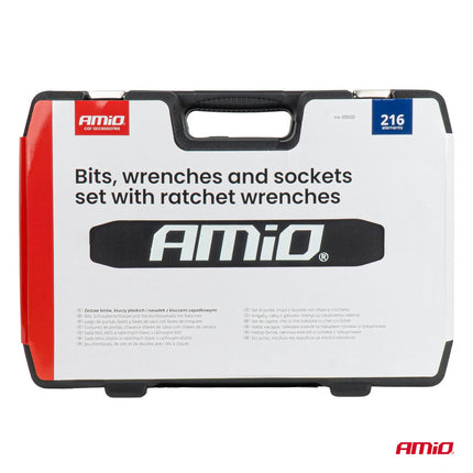 AMiO Bits-, Steeksleutel- en Dopsleutelset met Ratelsleutels 216-delig - Gereedschapskoffer voor Garage en Werkplaats AMiO 6