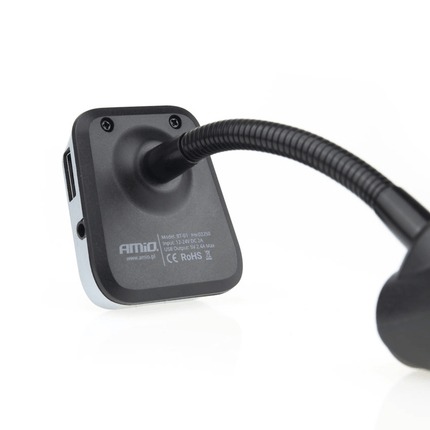 AMiO Bluetooth Muziek FM Transmitter Handsfree Bellen met USB - A Lader 2.4A (BT - 01) Zwart - VCTparts.nl