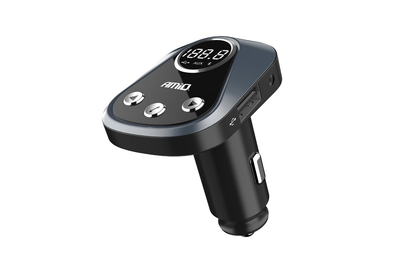 Amio Bluetooth Music FM-Sender Freisprechanruf mit USB-A LADER 2.4A (BT-02) Schwarz