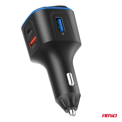 AMiO Car FM Transmitter 1×USB - A 2×USB - C 12V 24V – Bluetooth, MicroSD en Hands - Free Bellen AMiO 6