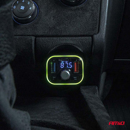 AMiO Car FM Transmitter 1×USB - C microSD 12V 24V – Bluetooth, Hands - Free Bellen en Multifunctioneel AMiO 3