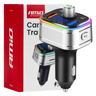 FM-Transmitter fürs Auto, 1x USB-C, microSD, 12V/24V – Bluetooth, Freisprechfunktion und Multifunktion