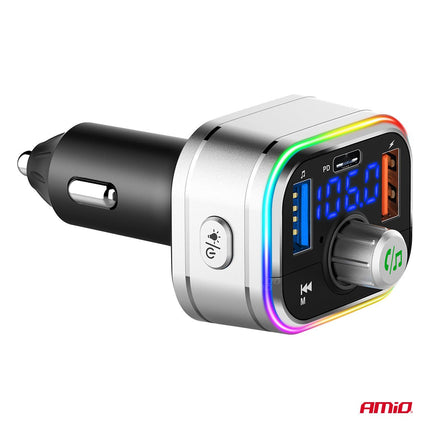 AMiO Car FM Transmitter 1×USB - C microSD 12V 24V – Bluetooth, Hands - Free Bellen en Multifunctioneel AMiO 7