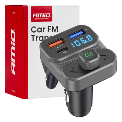 FM-Transmitter fürs Auto – 2x USB-A und 1x USB-C – 12V/24V – Bluetooth – Freisprechfunktion und Schnellladefunktion