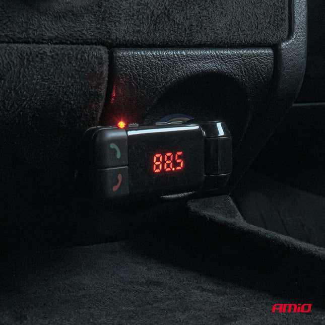 AMiO Car FM Transmitter - 2xUSB - A - 12V/24V - Bluetooth - Handsfree Bellen - Compact en Vouwbaar AMiO 2
