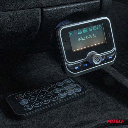 AMiO Car FM Transmitter with Remote 2×USB - A 12V 24V – Bluetooth, Hands - Free Bellen en Multifunctioneel AMiO 3