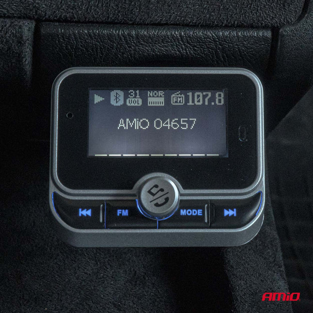 AMiO Car FM Transmitter with Remote 2×USB - A 12V 24V – Bluetooth, Hands - Free Bellen en Multifunctioneel AMiO 2