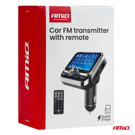 AMiO Car FM Transmitter with Remote 2×USB - A 12V 24V – Bluetooth, Hands - Free Bellen en Multifunctioneel AMiO 12
