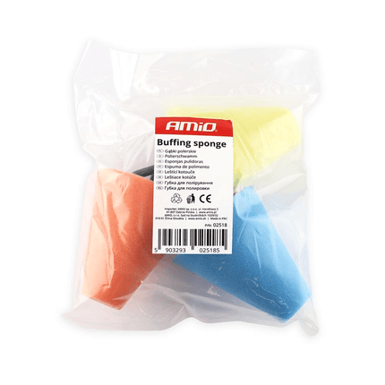 AMiO Auto Kegel Polijst Schuimborstels voor Boormachine (3 stuks) M14 (125mm) Oranje-Groen-Blauw - VCTparts.nl