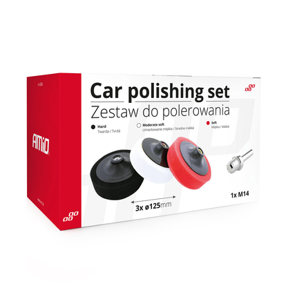 AMiO Auto Polijst Schuimborstels voor Boormachine (3 stuks) M14 (125mm) Rood-Wit-Zwart - VCTparts.nl
