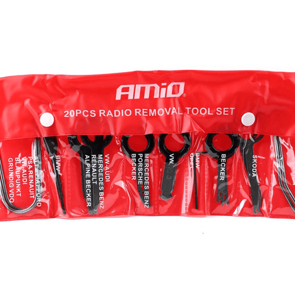 AMiO Auto Radio Demontage Tool Gereedschap Pin Sleutel Clip Radiostekkers Extractietool Universeel (20 stuks) - VCTparts.nl