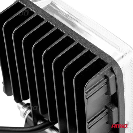 AMiO AWL13 Werklamp Verstraler Spot Vierkant 77LED 9-36v 6000K Wit 2 stuks (set) - VCTparts.nl