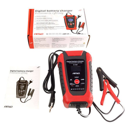 AMiO Digitale Auto  Batterijlader - Microprocessorgestuurd Veilig Opladen voor Verschillende Batterijtypen - VCTparts.nl