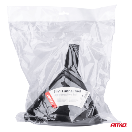 AMiO Drie-Delige Elliptische Universele Trechter met Filtergaas en Twee Tuiten 14cm Diameter Zwart - VCTparts.nl