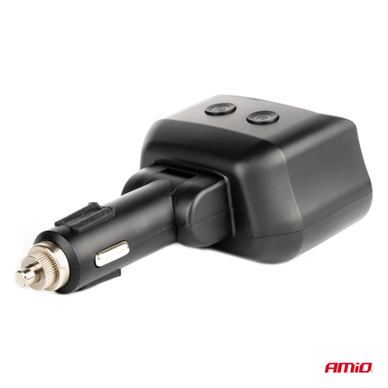 AMiO Dubbele Sigarettenaansteker Plug Splitter met (2x USB-A & 1x USB-C) 12V/24V en Voltmeter Zwart - VCTparts.nl