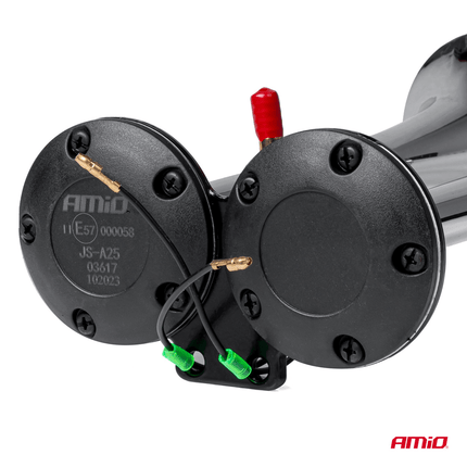 AMiO Dubbele Trompet Treinhoorn / Luchthoorn 115dB - Trein hoorn Claxon (Excl. Compressor) Zilver - VCTparts.nl