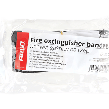 AMiO Klittenband Strap Houder voor Poederblusser Brandblusser Muurbevestiging of Auto Kofferbak Zwart - VCTparts.nl