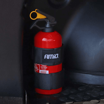 AMiO Klittenband Strap Houder voor Poederblusser Brandblusser Muurbevestiging of Auto Kofferbak Zwart - VCTparts.nl