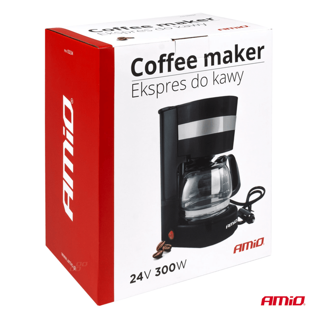 AMiO Koffiezetapparaat Auto Koffiezetter met Koffiekan (24v/250w) Zwart met Contraplug - VCTparts.nl