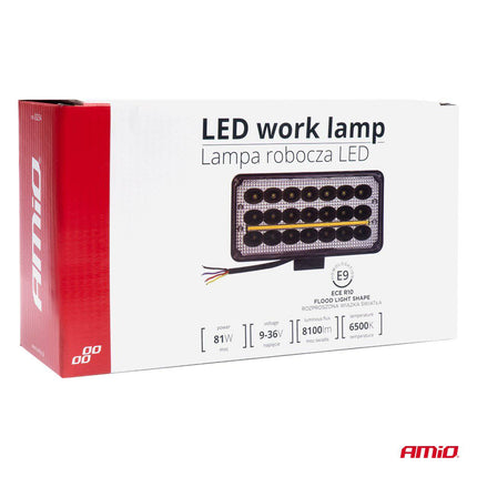AMiO Krachtige Werklamp AWL43 27 LED FLOOD 9-36V Verstraler Spot Robuust Offroad - VCTparts.nl