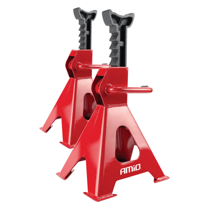 AMiO Kriksteunen Set 2 Stuks - 2 Ton Draagkracht voor Veilige Ondersteuning Rood - VCTparts.nl