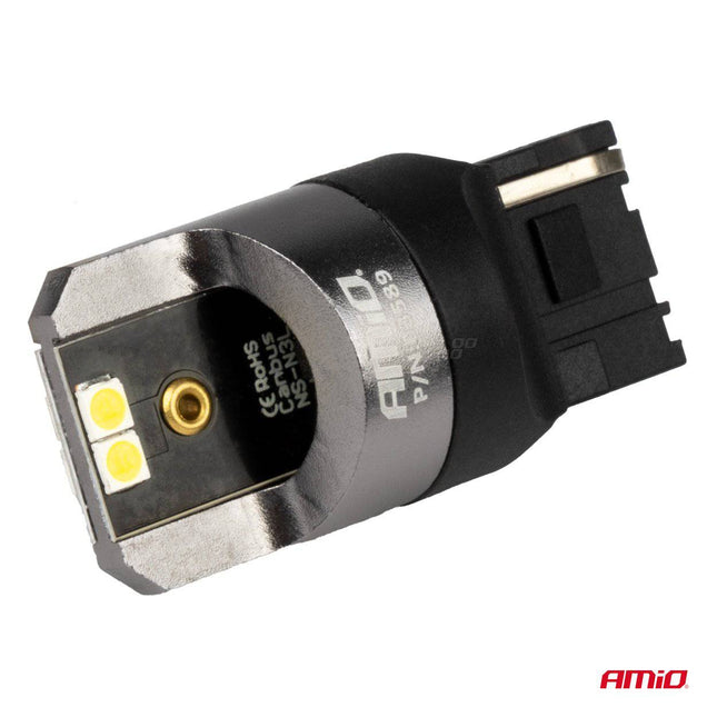 AMiO LED CANBUS PRO serie 7440 T20 W21W 4x3030 SMD Wit 12/24V - VCTparts.nl