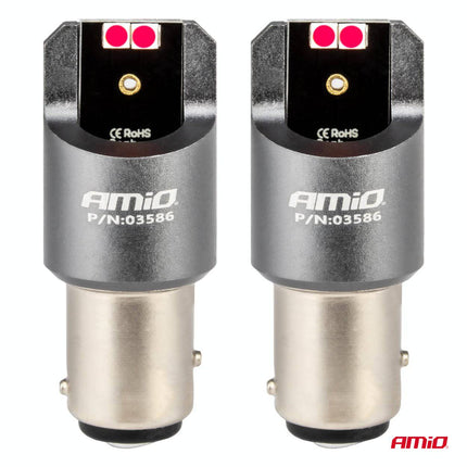 AMiO LED CANBUS PRO serie BAY15D P21/5W 4x3030 SMD Rood 12/24V - VCTparts.nl