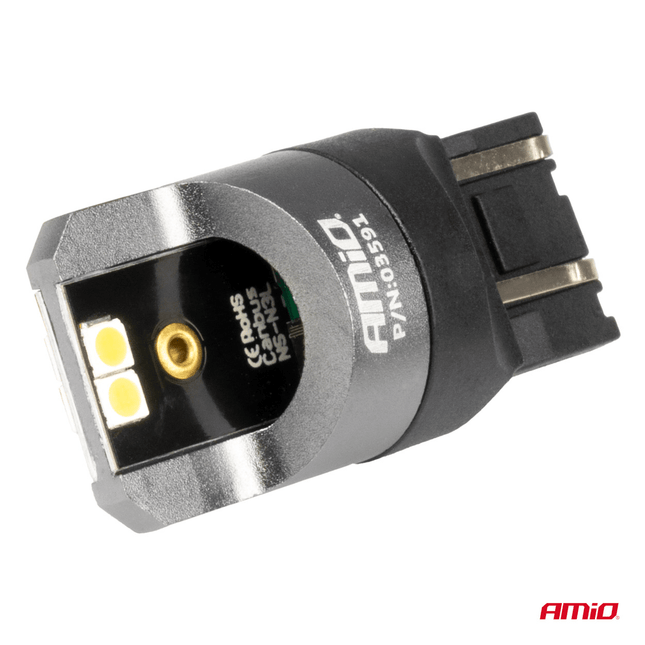AMiO LED CANBUS PRO serie T20 7443 W21/5W 4x3030 SMD Wit 12/24V - VCTparts.nl