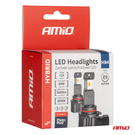 AMiO LED HB4 Koplampen/Mistlampen Hybrid series 9006 Wit 6000K - 5600LM Canbus 60W - VCTparts.nl