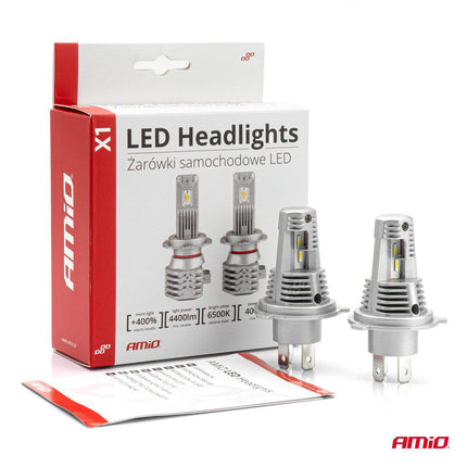 AMiO LED Koplampen X1-serie H4/H19 Dimlichten Wit - VCTparts.nl