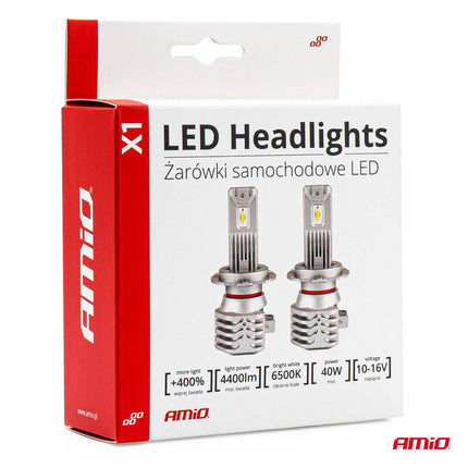AMiO LED Koplampen X1-serie H4/H19 Dimlichten Wit - VCTparts.nl