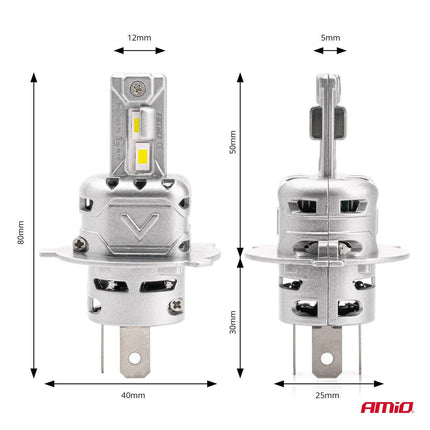 AMiO LED Koplampen X2-serie H4/H19 Dimlichten Wit - VCTparts.nl