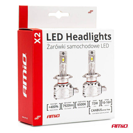 AMiO LED Koplampen X2-serie H7/H18 Dimlichten Wit - VCTparts.nl